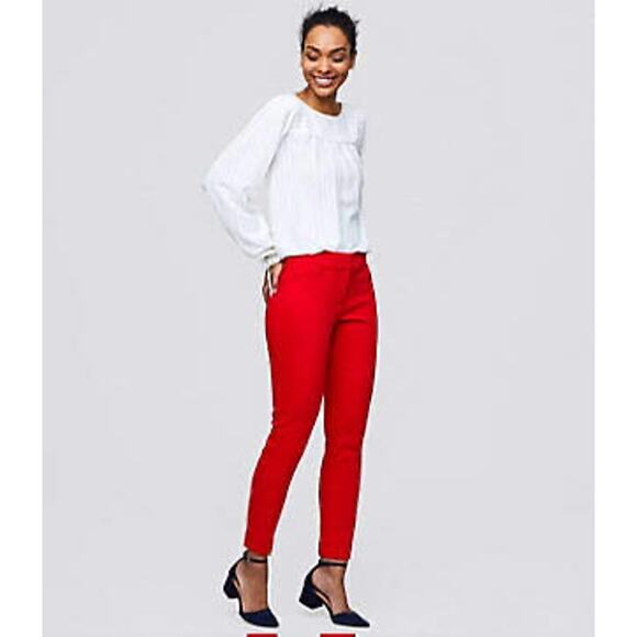 Ann Taylor LOFT Women's Marisa Cropped Trousers Pants Red - Size 2 - Picture 1 of 8